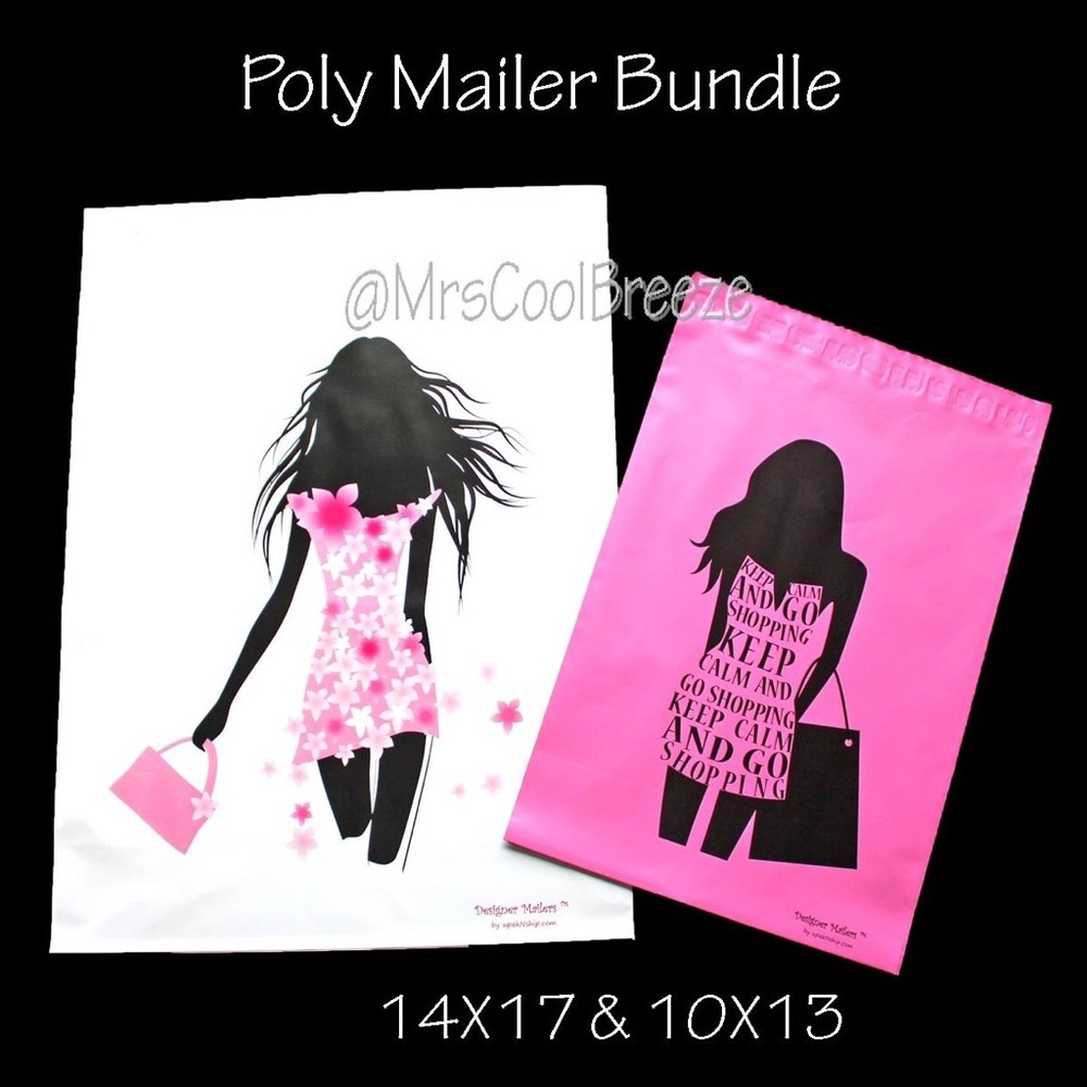 50 - 14X17 & 10X13 Shopping Girl Poly Mailers